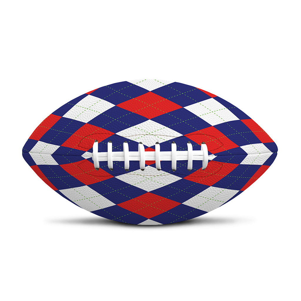 Blue Red And White Argyle Pattern Print Rugby Ball