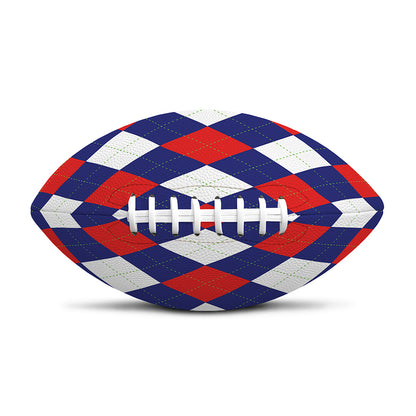 Blue Red And White Argyle Pattern Print Rugby Ball