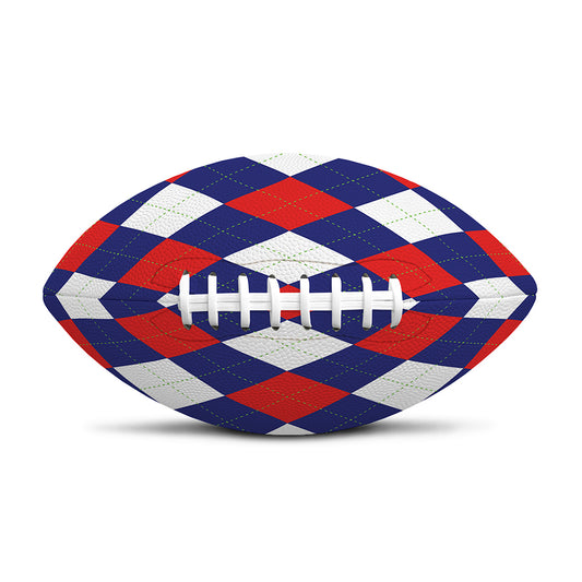 Blue Red And White Argyle Pattern Print Rugby Ball