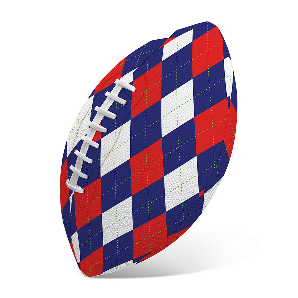 Blue Red And White Argyle Pattern Print Rugby Ball