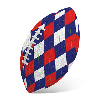 Blue Red And White Argyle Pattern Print Rugby Ball