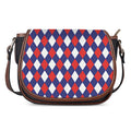Blue Red And White Argyle Pattern Print Saddle Bag
