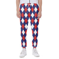 Blue Red And White Argyle Pattern Print Joggers