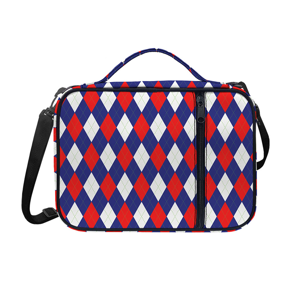 Blue Red And White Argyle Pattern Print Shoulder Strap Bible Bag