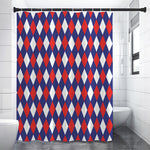 Blue Red And White Argyle Pattern Print Shower Curtain
