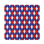 Blue Red And White Argyle Pattern Print Silk Bandana