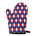 Blue Red And White Argyle Pattern Print Single Oven Mitt