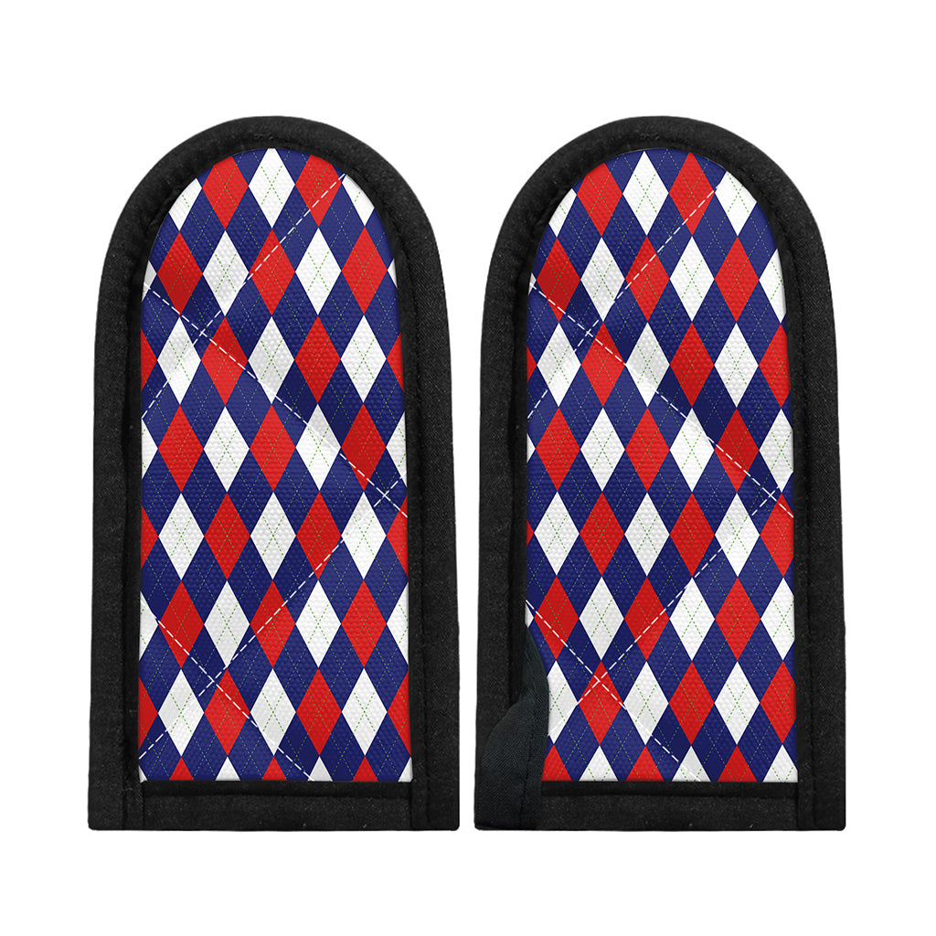 Blue Red And White Argyle Pattern Print Skillet Handle Cover