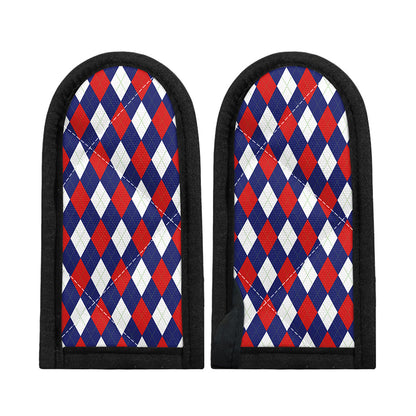 Blue Red And White Argyle Pattern Print Skillet Handle Cover
