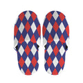 Blue Red And White Argyle Pattern Print Slippers