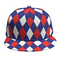 Blue Red And White Argyle Pattern Print Snapback Cap