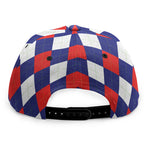 Blue Red And White Argyle Pattern Print Snapback Cap