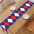 Blue Red And White Argyle Pattern Print Table Runner