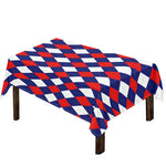 Blue Red And White Argyle Pattern Print Tablecloth