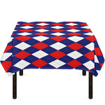 Blue Red And White Argyle Pattern Print Tablecloth