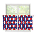 Blue Red And White Argyle Pattern Print Tier Curtains