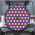 Blue Red And White Argyle Pattern Print Tire Cover With Camera Hole
