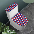 Blue Red And White Argyle Pattern Print Toilet Lid And Tank Cover Set