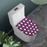 Blue Red And White Argyle Pattern Print Toilet Lid Cover