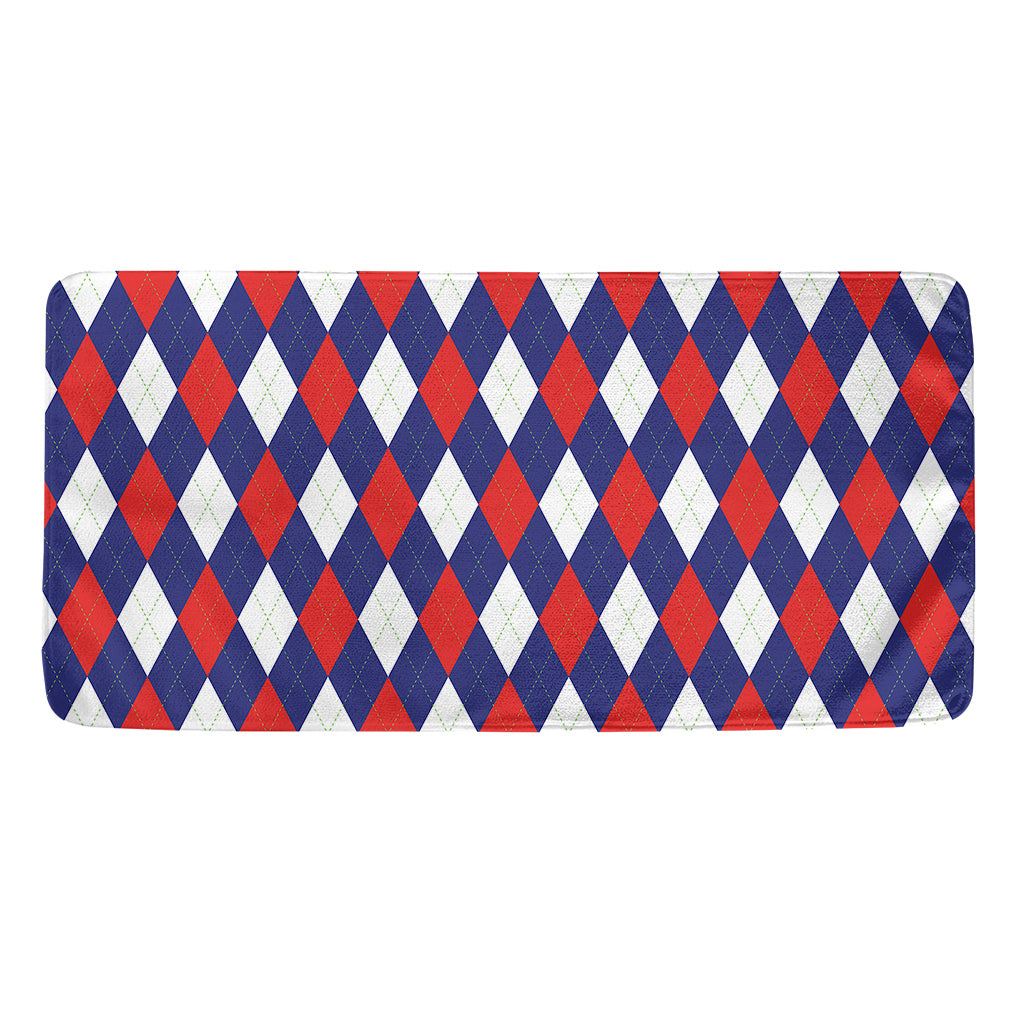 Blue Red And White Argyle Pattern Print Towel