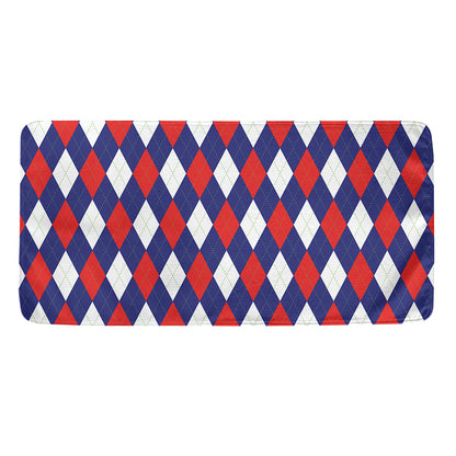 Blue Red And White Argyle Pattern Print Towel