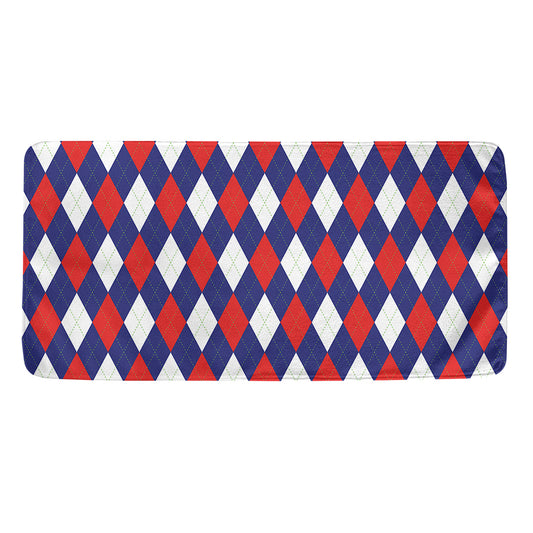 Blue Red And White Argyle Pattern Print Towel