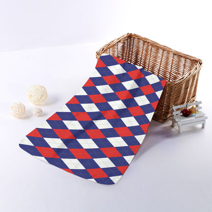 Blue Red And White Argyle Pattern Print Towel