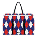 Blue Red And White Argyle Pattern Print Utility Tote Bag