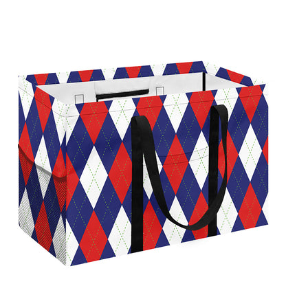 Blue Red And White Argyle Pattern Print Utility Tote Bag