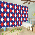 Blue Red And White Argyle Pattern Print Wall Sticker