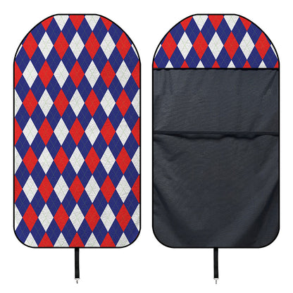 Blue Red And White Argyle Pattern Print Waterproof Car Seat Cover