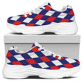 Blue Red And White Argyle Pattern Print White Chunky Shoes