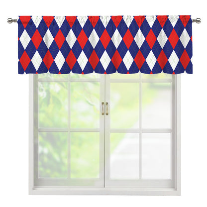 Blue Red And White Argyle Pattern Print Window Valance