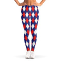Blue Red And White Argyle Pattern Print Women's Leggings