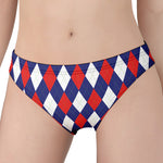 Blue Red And White Argyle Pattern Print Women's Panties