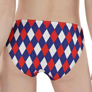 Blue Red And White Argyle Pattern Print Women's Panties