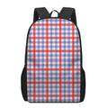 Blue Red And White Check Pattern Print 17 Inch Backpack