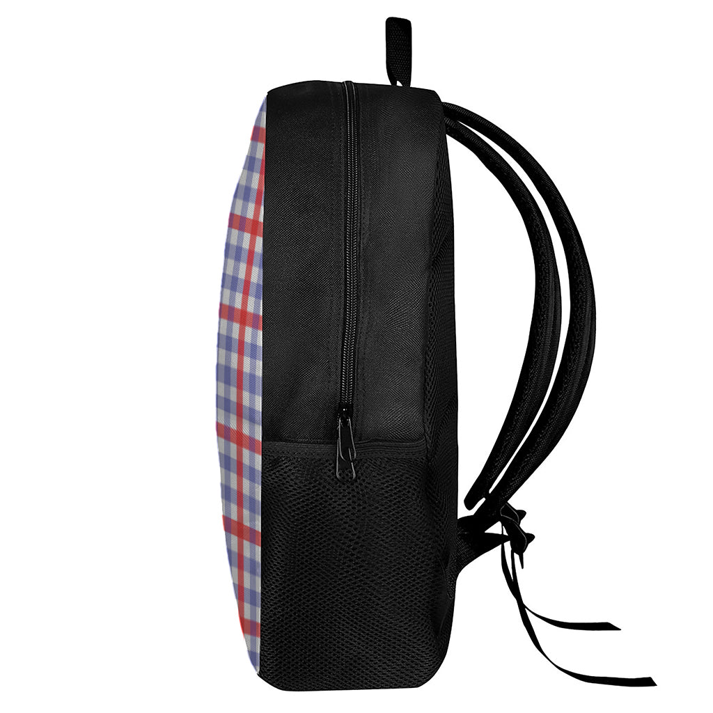 Blue Red And White Check Pattern Print 17 Inch Backpack