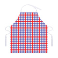 Blue Red And White Check Pattern Print Adjustable Apron