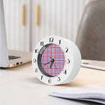 Blue Red And White Check Pattern Print Alarm Clock
