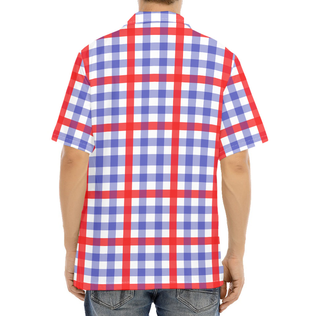 Blue Red And White Check Pattern Print Aloha Shirt