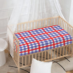 Blue Red And White Check Pattern Print Baby Crib Sheet