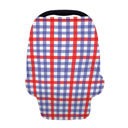 Blue Red And White Check Pattern Print Baby Seat Cover
