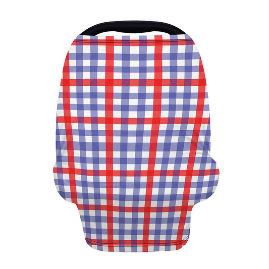 Blue Red And White Check Pattern Print Baby Seat Cover