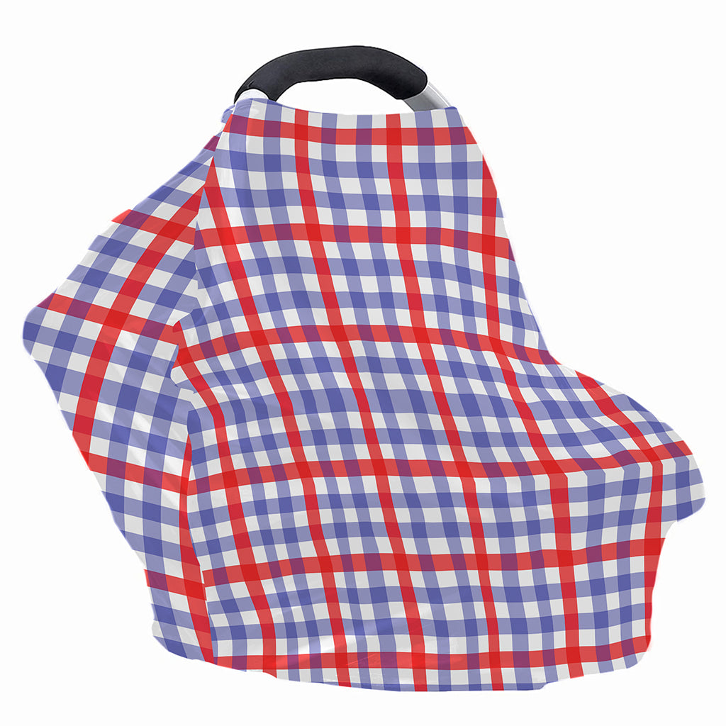 Blue Red And White Check Pattern Print Baby Seat Cover