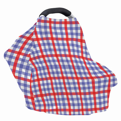 Blue Red And White Check Pattern Print Baby Seat Cover