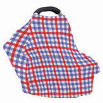 Blue Red And White Check Pattern Print Baby Seat Cover