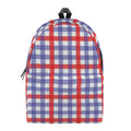Blue Red And White Check Pattern Print School Backpack