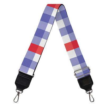 Blue Red And White Check Pattern Print Bag Strap