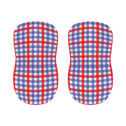 Blue Red And White Check Pattern Print Bar Stool Covers